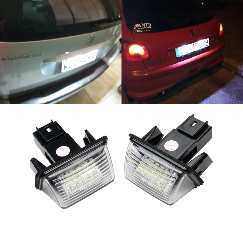 2x LED License Number Plate Lights Bulbs For Peugeot 206 207 307 308