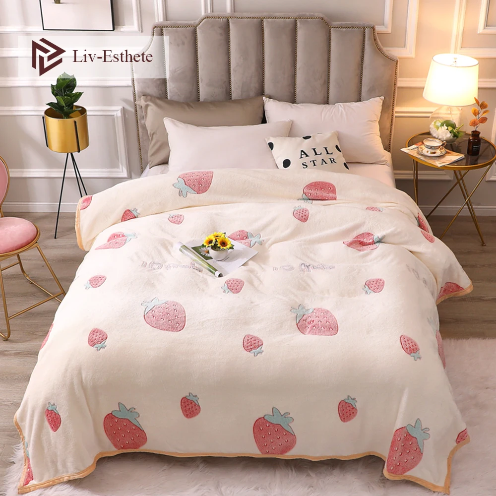 Liv Esthete клубничное теплое одеяло Фланелевое самолетное диванное с активным
