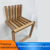 Wall-Mounted Folding Footstool, Porch Chair, Shoe Stool Chair, Hidden Solid Wood Folding Bathroom Stool 1