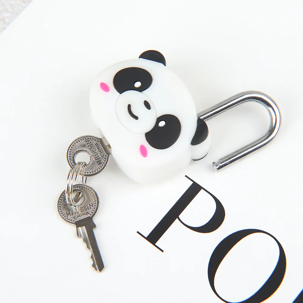 1 pc Mini Cartoon Handbag Lock Padlock Panda Shaped with Key Suitcase Lock Handbag Drawer Handles Zipper Bag Backpack Locks