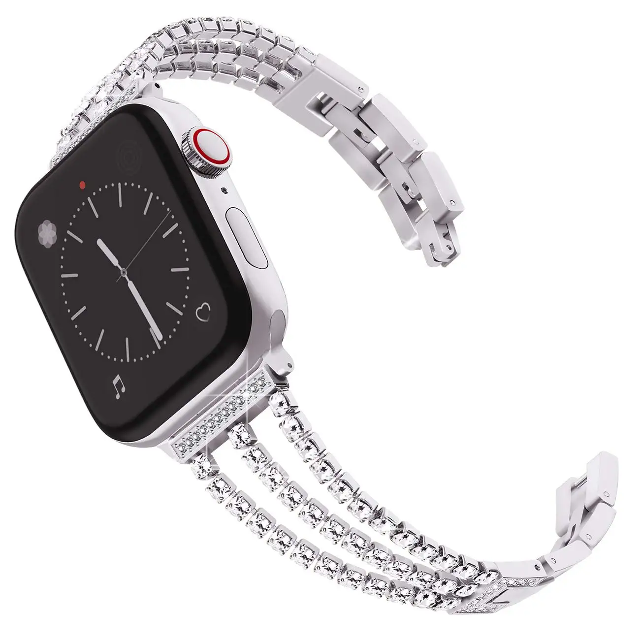 silver Женский бриллиантовый ремешок для часов Apple Watch 38 мм 42 мм серия 5 3 2 1 браслет pulseira iWatch 4 40 мм 44 мм ремешок из нержавеющей стали - Цвет ремешка: silver