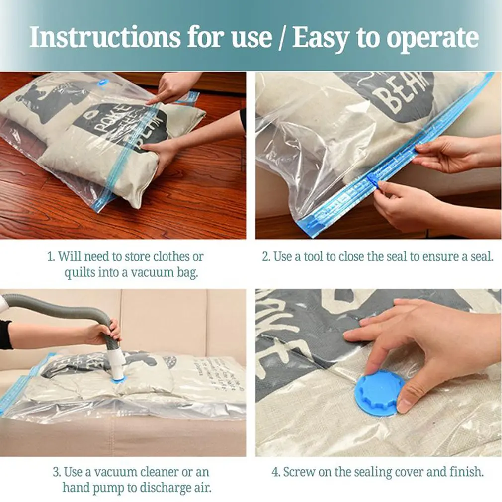 Convenient Manual Pump StorageVacuum Storage Bags Transparent Vacuum Clothes Bag Quilt Compression Bag Suit Bags Quilt wardrobe