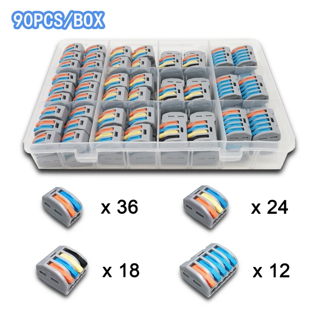 Mini Fast Boxed Wire Connector pin-222 Compact Conductor Spring Wiring Connector Conductor Push-in Terminal Block 90C