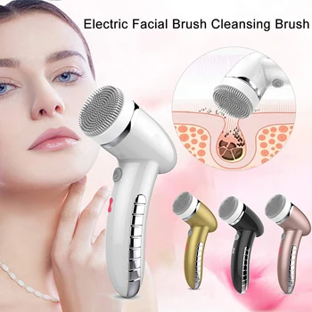 

4 In 1 Electric Facial Cleanser Face Cleansing Brush Vibration Face Massage Silicone Facial Cleansing Brush Deep Pore Cleanser