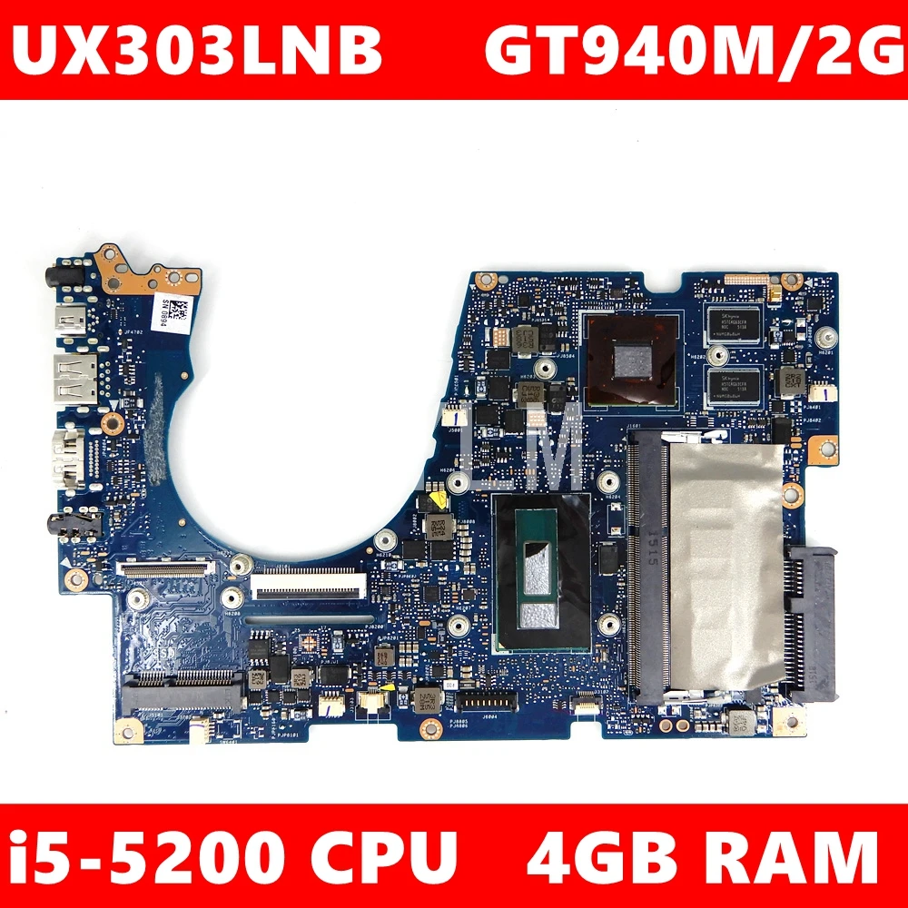 

UX303LNB GT940M/2G i5-5200CPU 4GB RAM Mainboard For ASUS UX303L UX303 U303L Laptop motherboard LVDS Test 100% OK
