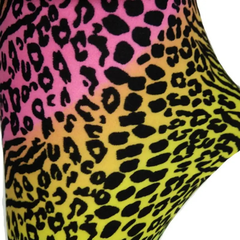 Popular Color Neon Leopard Print Leggings Female Stretch Milk Silk Pants Neon Zebra Leopard Leggings