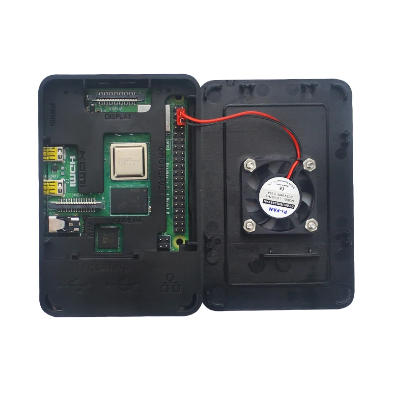Чехол Raspberry Pi 4 Model B ABS с вентилятором черный корпус пластиковый для RPI B|Аксессуары