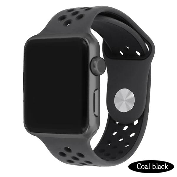Nike силиконовый ремешок для Apple Watch 4 44 мм 40 мм дышащие Спортивные ремни для Iwatch Band 3 2 1 ремешок для часов браслет - Цвет ремешка: Coal black
