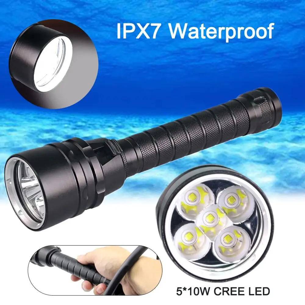 

30000 Lumens T6 Waterproof Professional Powerful Super Bright LED Scuba Diving Flashlight Diver Light LED Underwater Torch Lamp