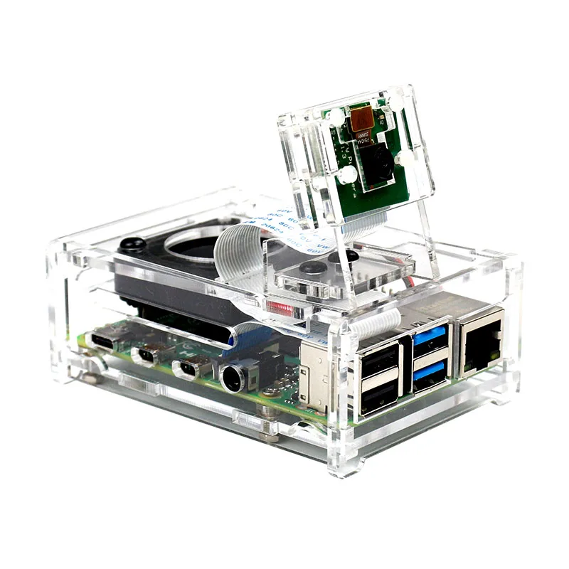 Raspberry pie 4 поколения 4B акриловый прозрачный корпус с охлаждающим вентилятором