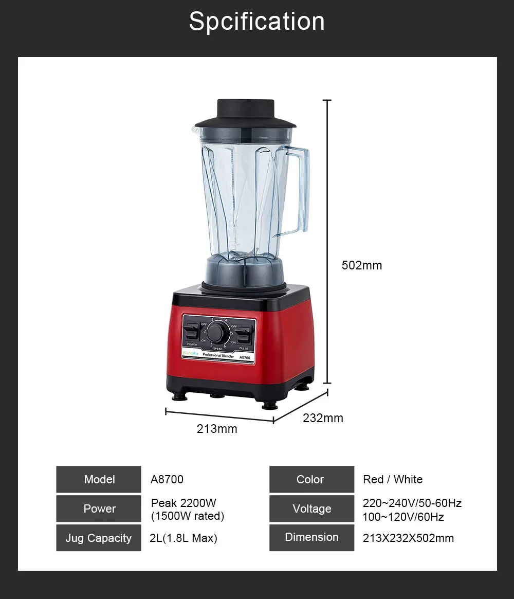 Blender professionnel haute vitesse 2200 Watts - Addwin – Les