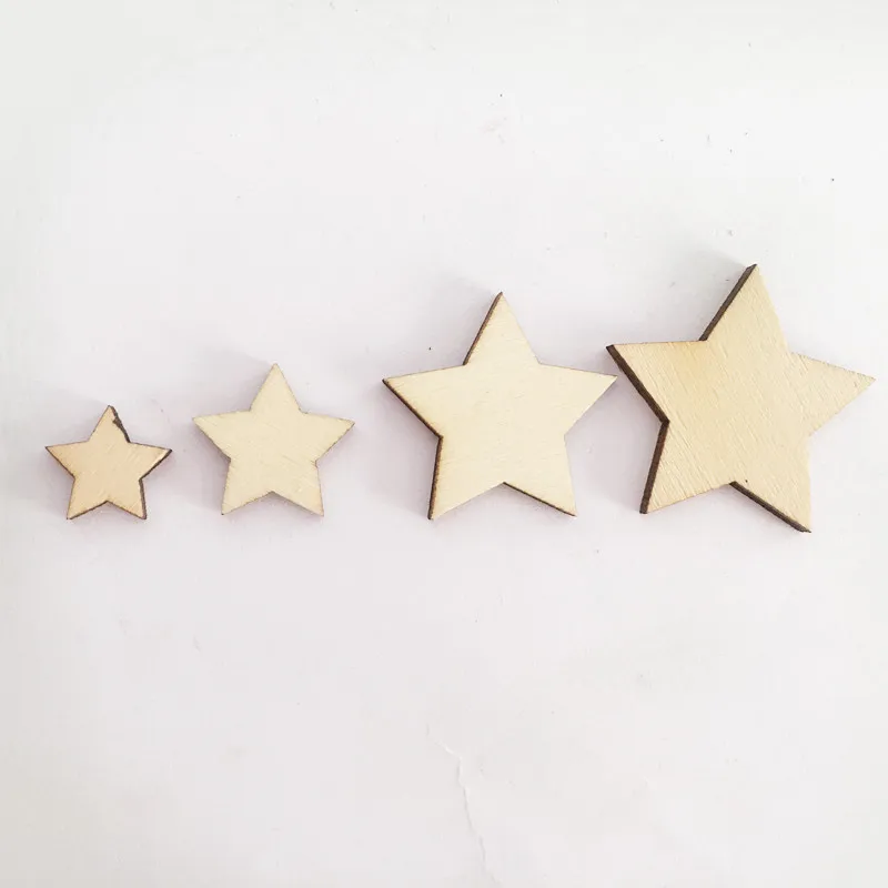 10mm-100mm Wooden Stars Shape Unfinished Wood Stars Pieces, Blank Wooden  Star Cutouts for Christmas Crafts