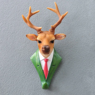 Домашний Европейский голова оленя крюк для украшения творческой личности животное милый настенный крючок для ключей двери одно пальто Крючки - Цвет: Deer