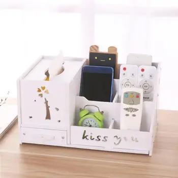 

Plastic Desktop Storage Box Multifunctional Tissue Paper Box Holder Remote Control Storage Case Makeup Cosmetic Organizer Box