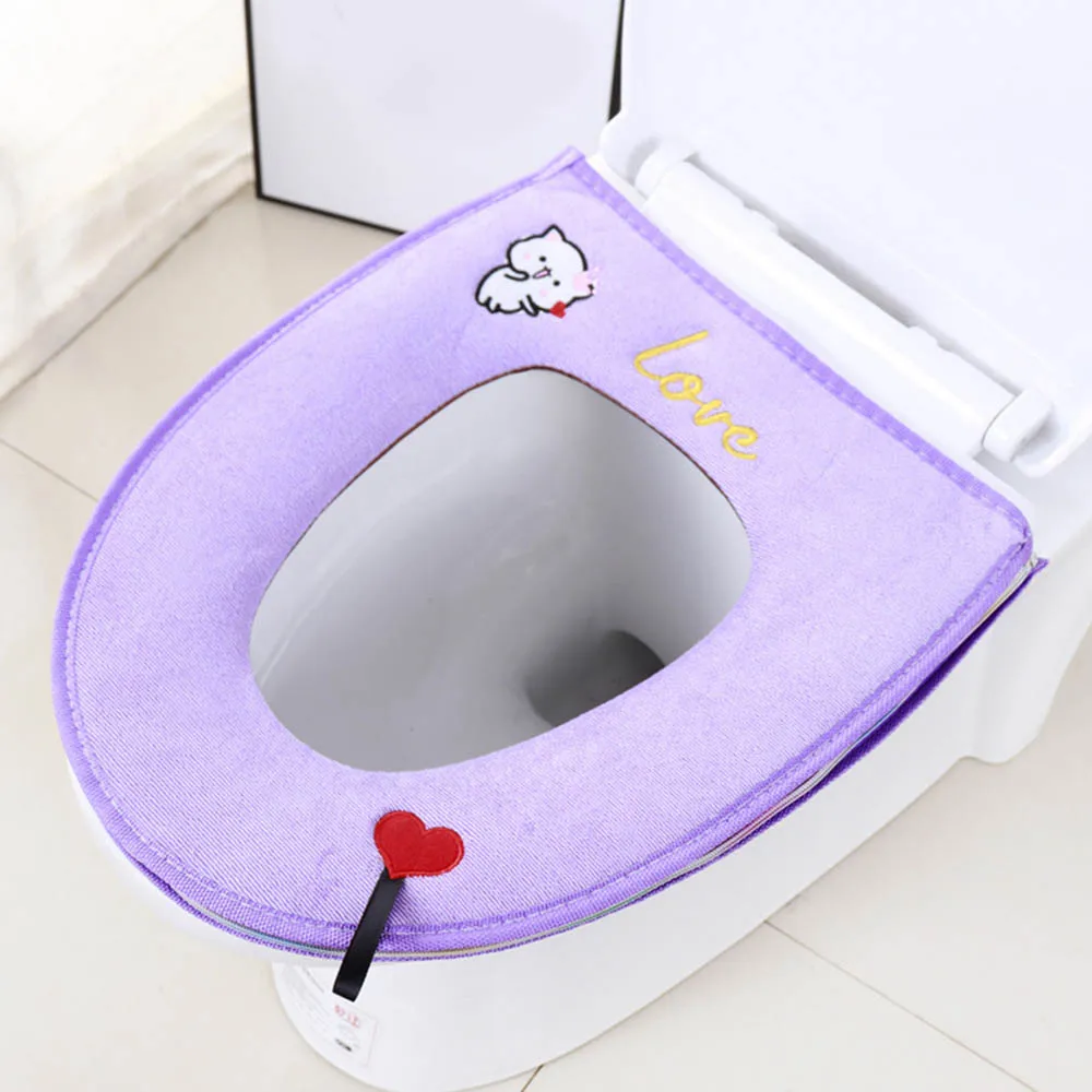 Toilet Seat Cover Mat Warm Soft Toilet Cover Seat Lid Pad Bathroom