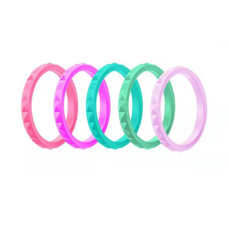 5 Colors Set 2 Женское Силиконовое кольцо штабелируемые спортивные Йога обручальные Обручальные кольца подарок - Цвет основного камня: 5 Colors Set 2