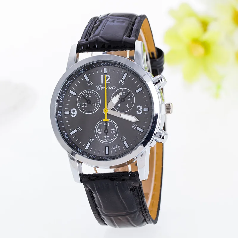Male Three Eye Watches Quartz Temperament Formal Wristwatch Men's Watch Blue Glass Belt Watch Men High-end Clock часы мужские afbeelding