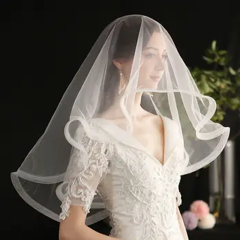 

Short Wedding veil White Lace Bridal Veils For Evening Dress Women Party Hair Accessories Bride Jewelry