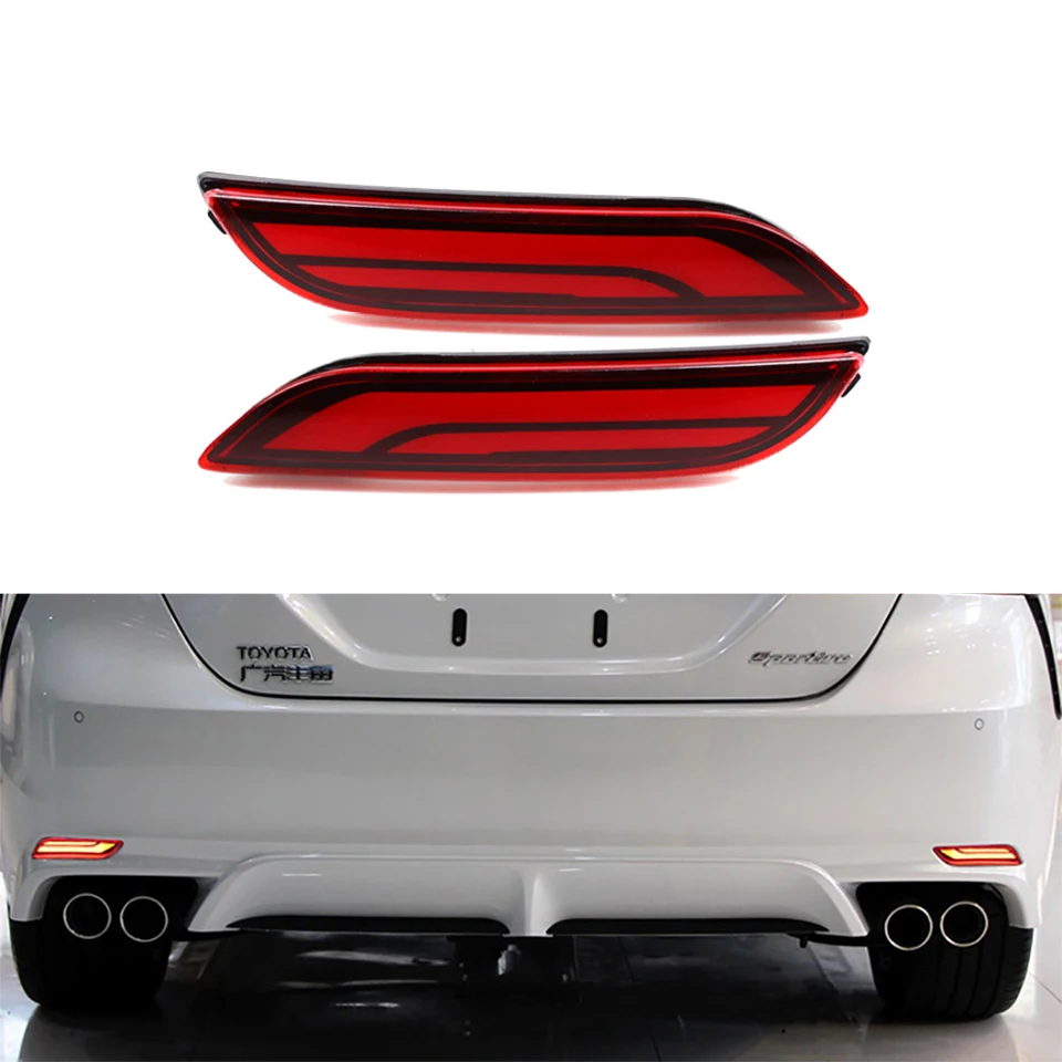 AOSHIKE 2PCS Car LED Tail Light Rear Bumper Brake Fog Strobe Lamp for Toyota Camry FTT Tail Braking Lamp Warning Stop Light