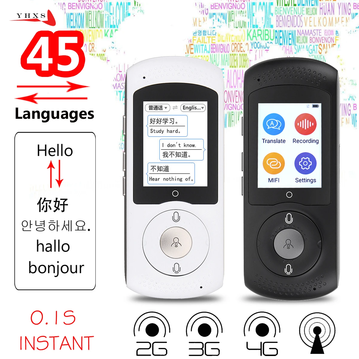Portable Smart 4G Wifi Intelligent Voice Translator 2.0 Inch Screen 45 Language Traductor Real Time Interpreter Translation for Portable Smart 4G Wifi Intelligent Voice Translator 2.0 Inch Screen 45 Language Traductor Real Time Interpreter Translation for