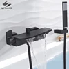 Bathroom Tub Faucet Single Handle Waterfall Spout Mixer Tap with Hand Shower Wall Mounted Bath Faucet Bathtub Faucet Water Mixer 1