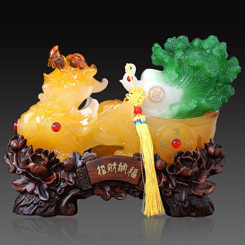 

Lucky Imitated Jade Pixiu Pull Chinese Cabbage Resin Decorations Hannaford Creative Home Opening Gift Craft Ornaments Wholesale