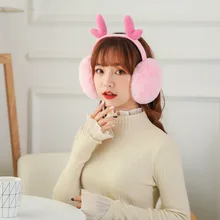 Креативный рога милые наушники зимние теплые складные мужские и женские теплые наушники однотонные плюшевые модные наушники высокого качества