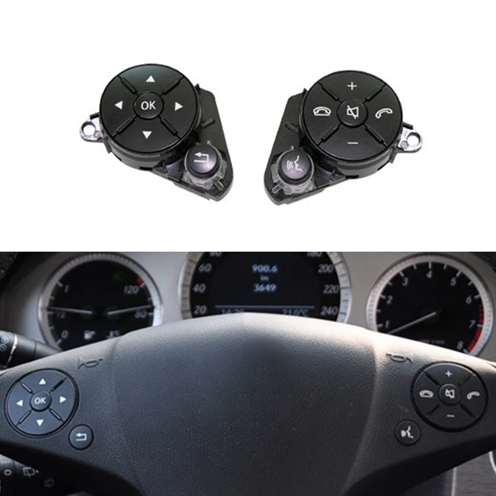 

2Pcs Multi-function Car Steering Wheel Switch Buttons Audio Control Button for Mercedes Benz W204 W212 W207 X204