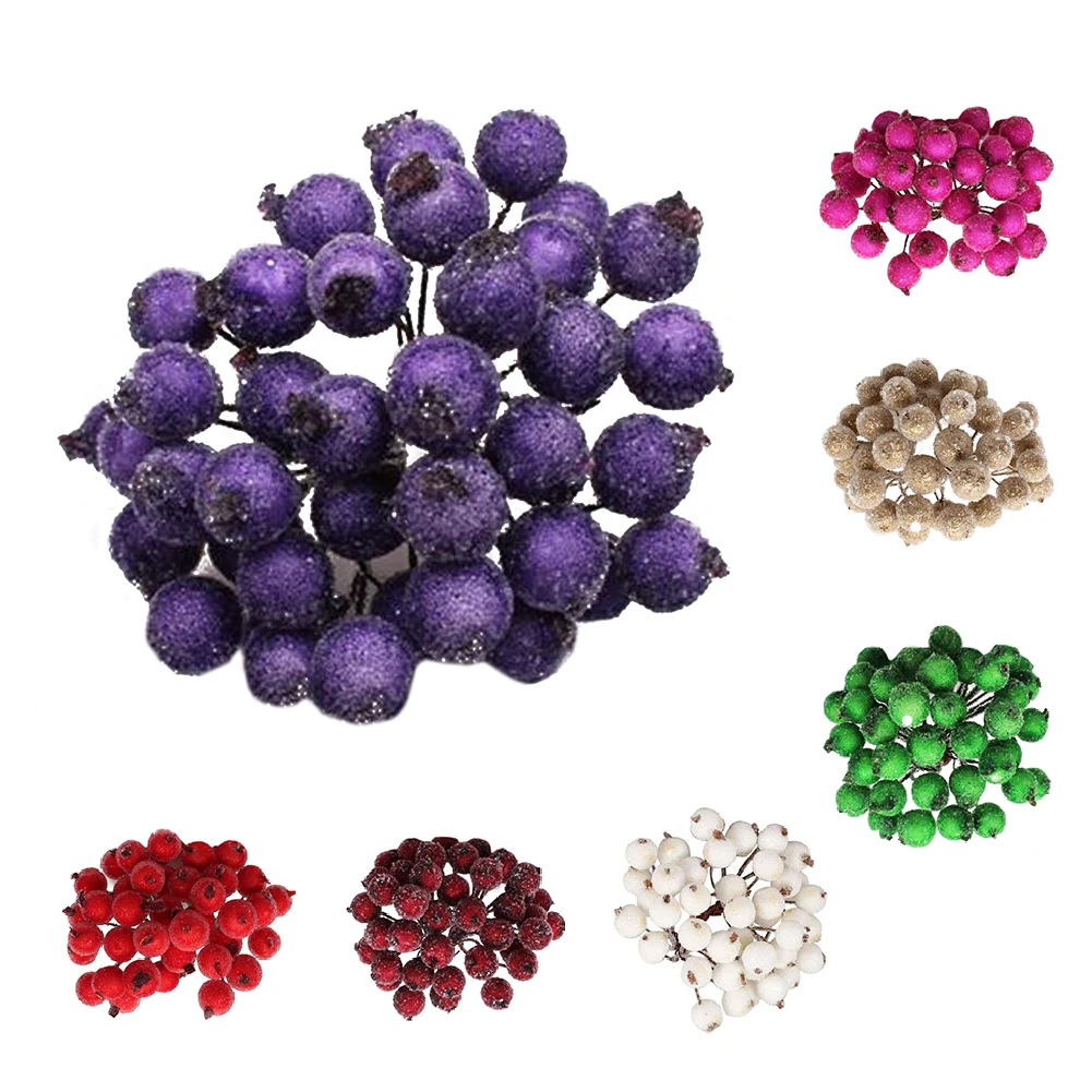 

Decorative Mini Christmas Frosted Artificial Berry Vivid Red Holly Berry New Beautiful Christmas Home Decoration