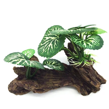 

*Artificial Plants With Log Wood For Water Fish Tanks Aquariums Ornament Hiding*