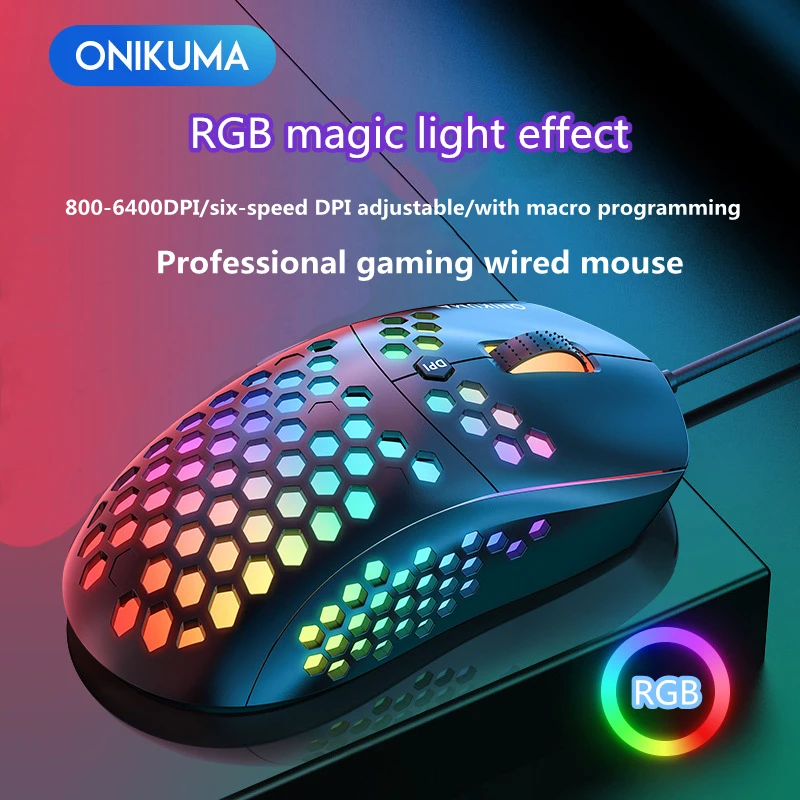 wired New CW professional gaming mouse six speed DPI adjustable RGB light USB interface mouse is suitab_voghion.com