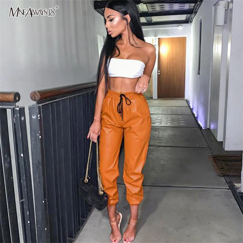 pu high waisted trousers