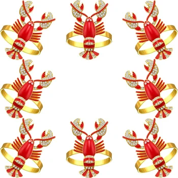 

8 Pcs Lobster Napkin Rings Crayfish Napkin Rings Napkin Buckle Table Setting Decor for Coastal Theme Wedding Parties