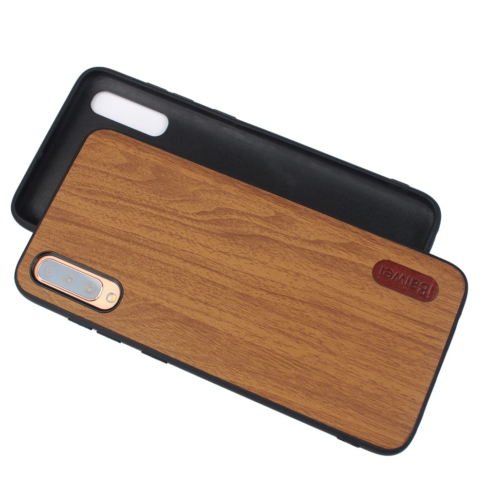 

Leather Case Holder for Samsung Calaxy A70 Wood grain Back Cover Calaxy A70 Phone Protective Silicone TPU iBaiwei Original Coque