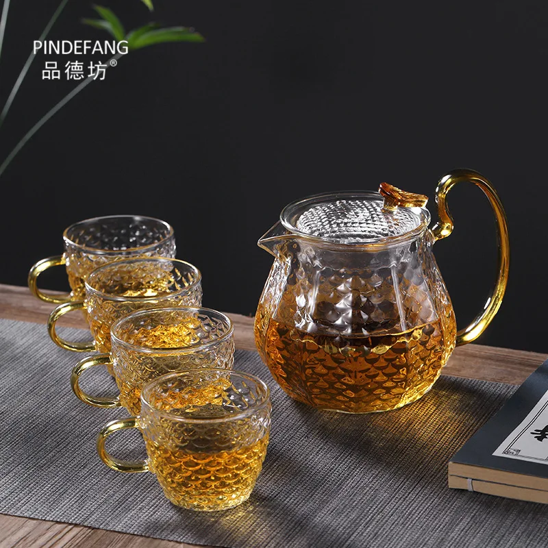 

Hammer Glass Teapot Filter Teapot Household High-temperature Resistant Steam Teapot Heat-Resistant Flower Pot Tea Set
