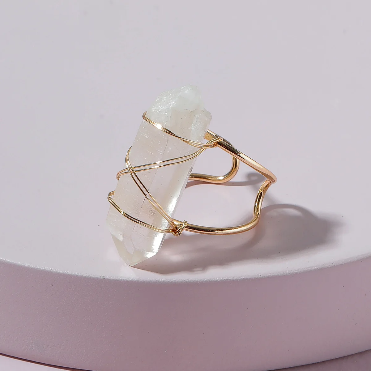 Boho Style Women Natural Quartz Druzy Stone Arrowhead Rings New Fashion Statement Ring Jewellery | Украшения и аксессуары