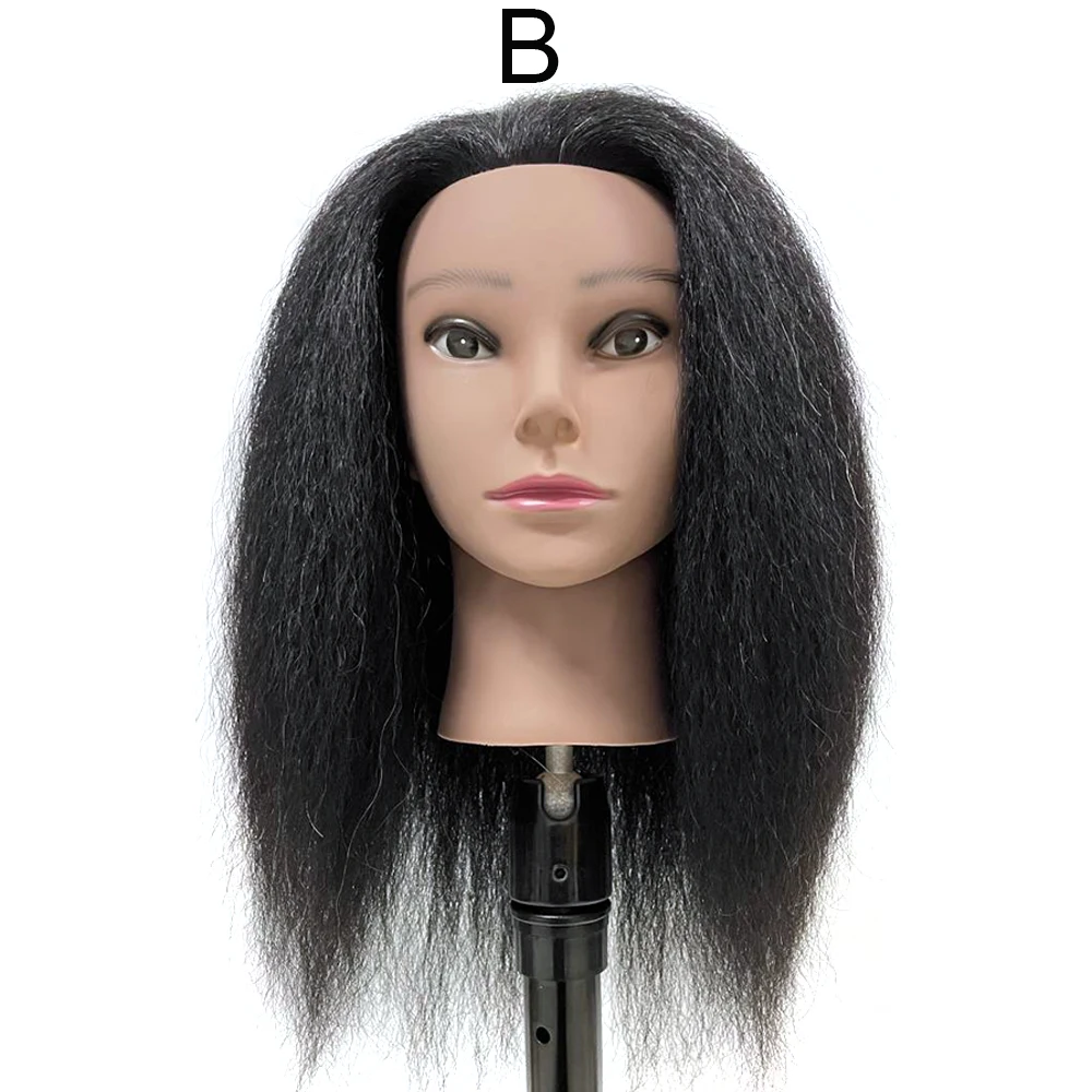 African Mannequin Head With Real Hair Afro Heads Professional Styling  Braiding Training Hairart Barber Hairdressing Professional hair clips and  desktop stands