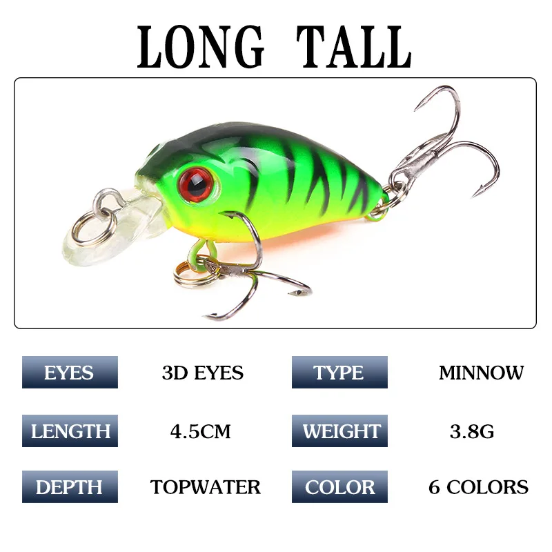 1PCS Minnow Fishing Lure 45mm 3.5g Crankbait Hard Bait Artificial Wobbler Bass Japan Fly Carp Striped Bass Fishing Accessories