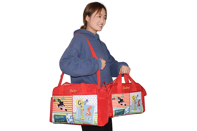 4 Pcs/set Baby Diaper Bag for Mom Fashion Mummy Maternity Nappy Bag Large Capacity Nursing Bags for Baby Care Multifunction