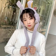 Новые милые женские наушники теплые можно перемещать подушки безопасности кепки плюшевые танцевальные заячьи ушки осень зима MV66