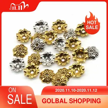

10mm 50pcs/lot Silver Plated Alloy Flower petal Spacer Beads Caps Charms Jewelry Findings Components Bead Cups