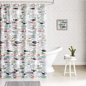 

TONGDI Shower Curtain Thick Waterproof Eco-friend Modern Elegant Stripe Pattern Quick-drying Printing For Bathroom Washroom Home