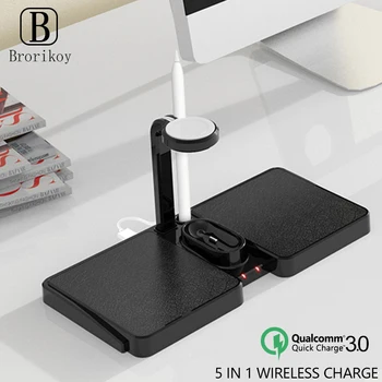 

Qi Wireless Charger 5 in 1 Wireless Charging Dock for Apple iWatch 4 3 2 1 Charging Startion for Airpods Fast Wireless Chargers