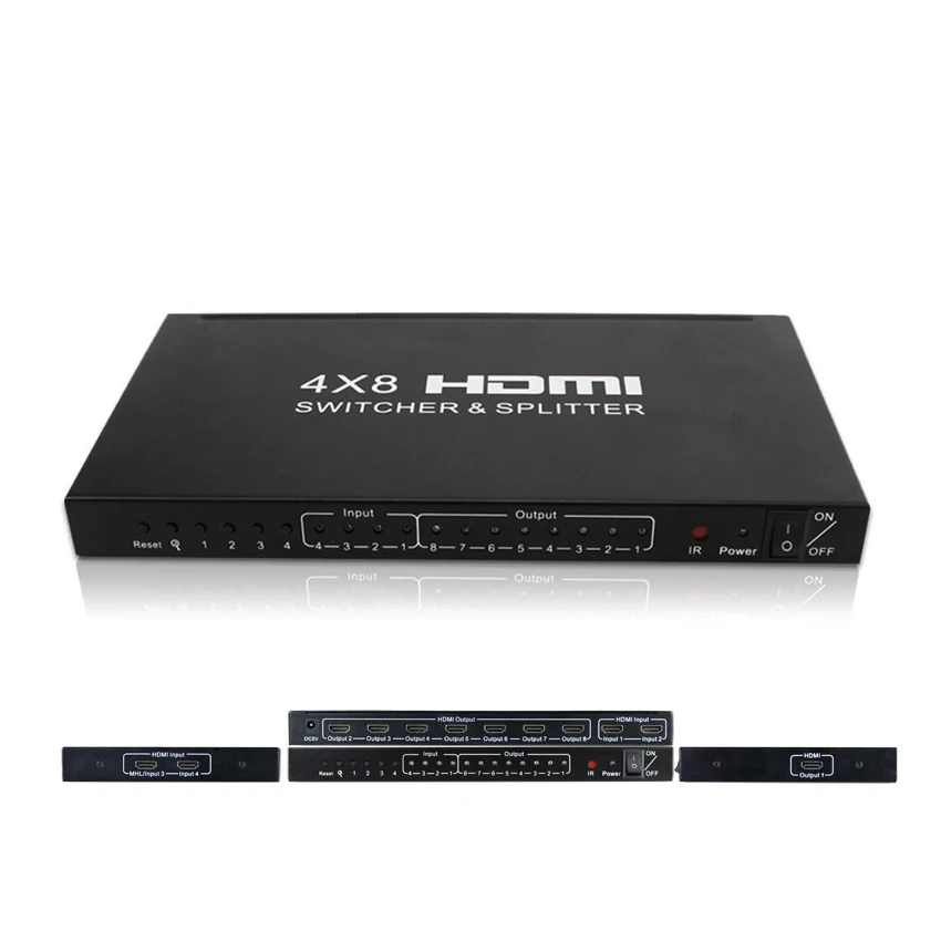 HDMI Matrix 4x8 Full HD 4K 2K 3D 1080P HDMI Matrix4 Вход 8 Выход HDCP HDMI коммутатор сплиттер конвертер адаптер+ пульт дистанционного управления