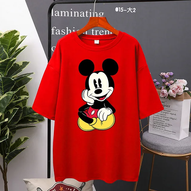 Disney cartoon Mickey Tshirt Tops Summer casual oversized Women T shirts Ulzzang hip hop Streetwear Harajuku
