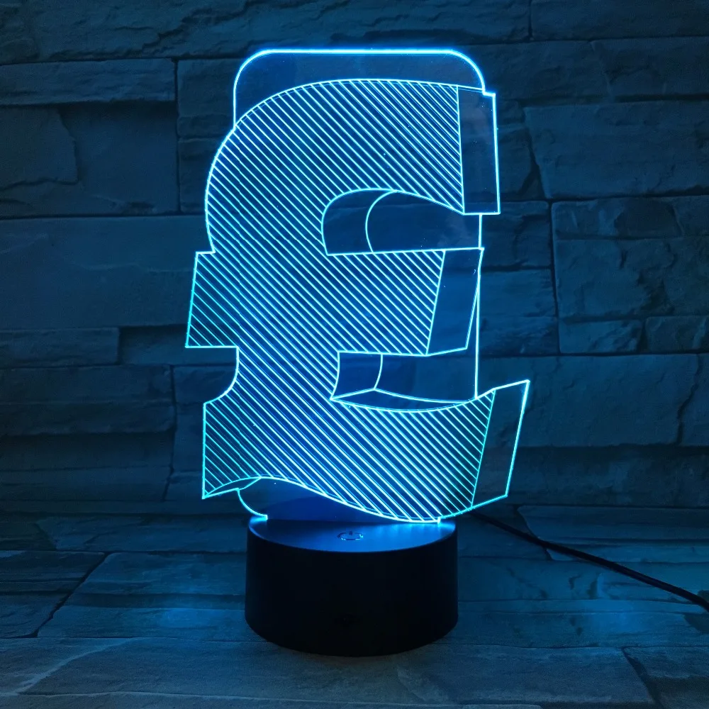 Британский фунт символ 3d Светодиодная лампа Крытый Usb 3d свет цвет сменный Lampara офисный Декор светодиодная Ночная лампа для друга бизнес подарок