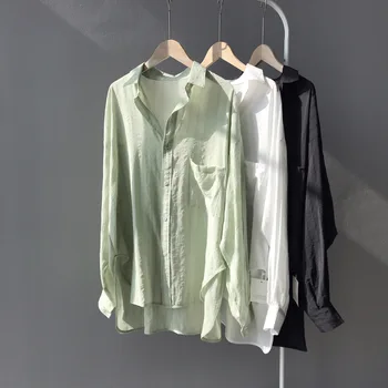 

Brand Fashion Women's High-end Luxury Spring Lantern Sleeves Irregular Split Sunscreen Shirt Top
