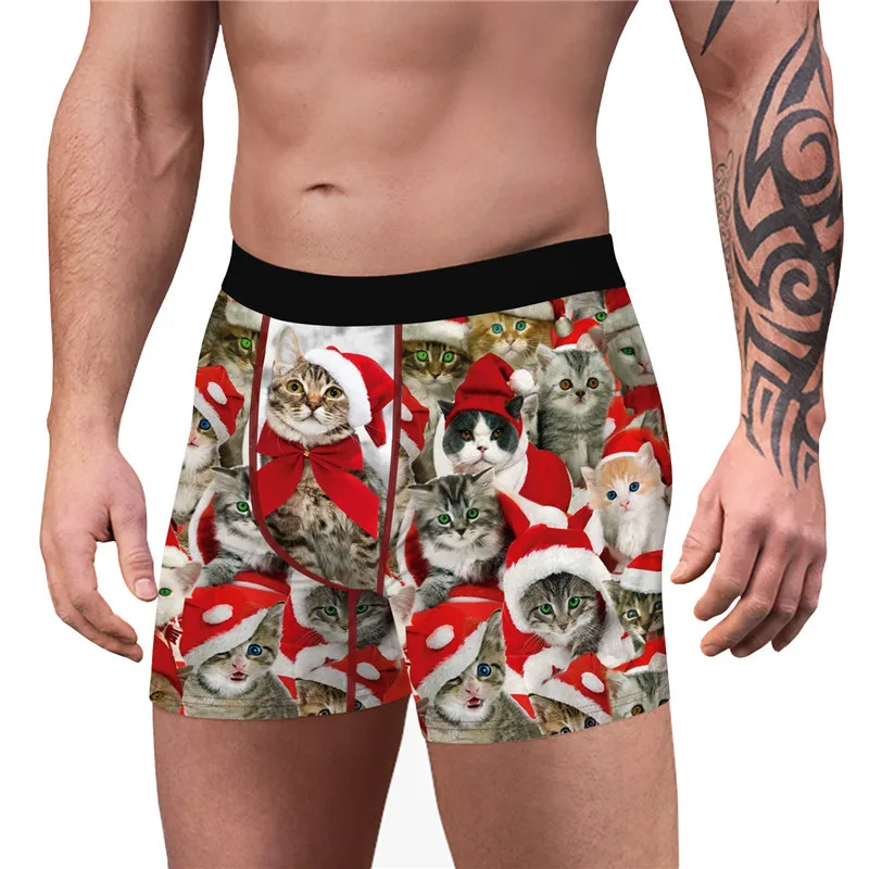 cotton boxers Men's Humorous Underwear 3D Cat Print Funny Boxers Man Breathable Panties Shorts Brand Underpants Sexy Male Novelty Boxer Shorts mens cotton boxer shorts