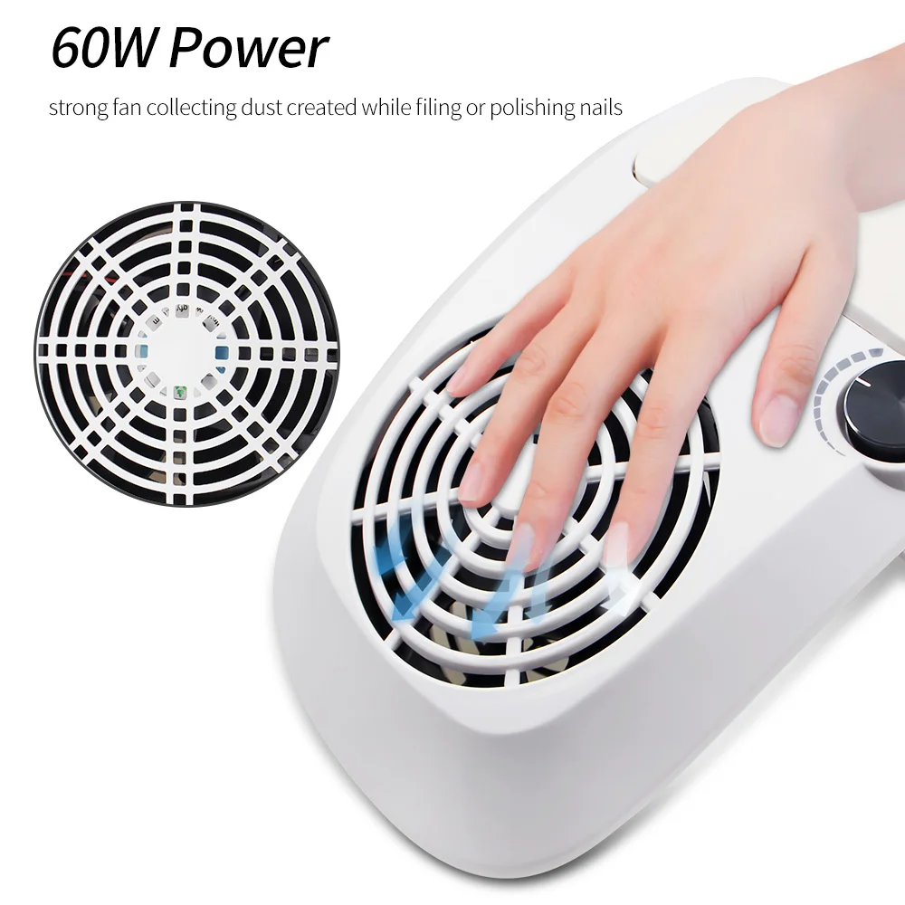

60/40W Strong Nail Dust Suction Collector Vacuum Cleaner with Big Power Fan 2 Dust Bags Nail Art Equipment Nail Salon Tools
