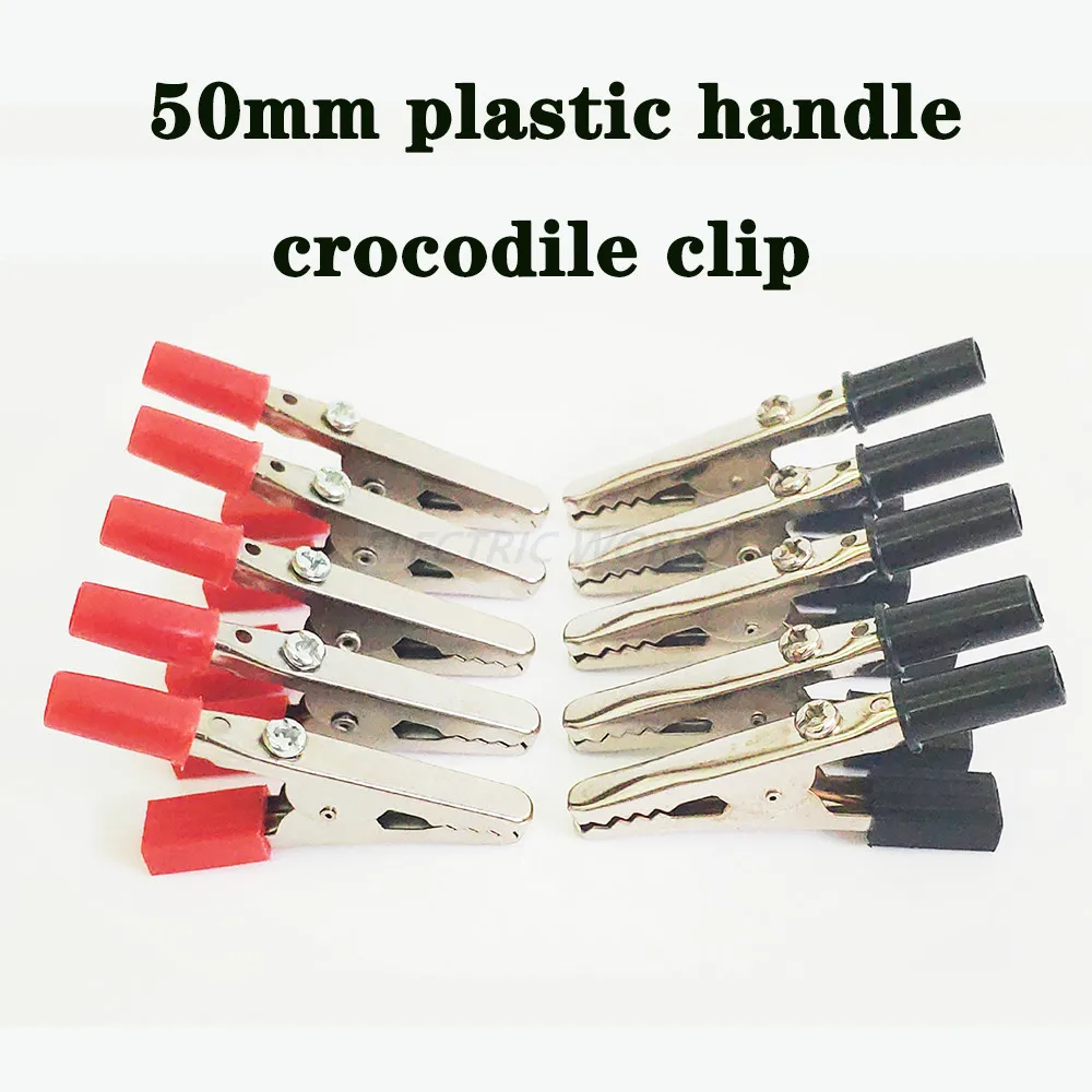 5Pcs 50mm Plastic Durable Handle Test Probe Metal Alligator Clips  $j 